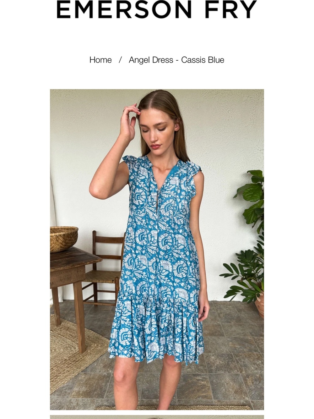 Emerson Fry Angel Blue Tie-Front Midi Dress